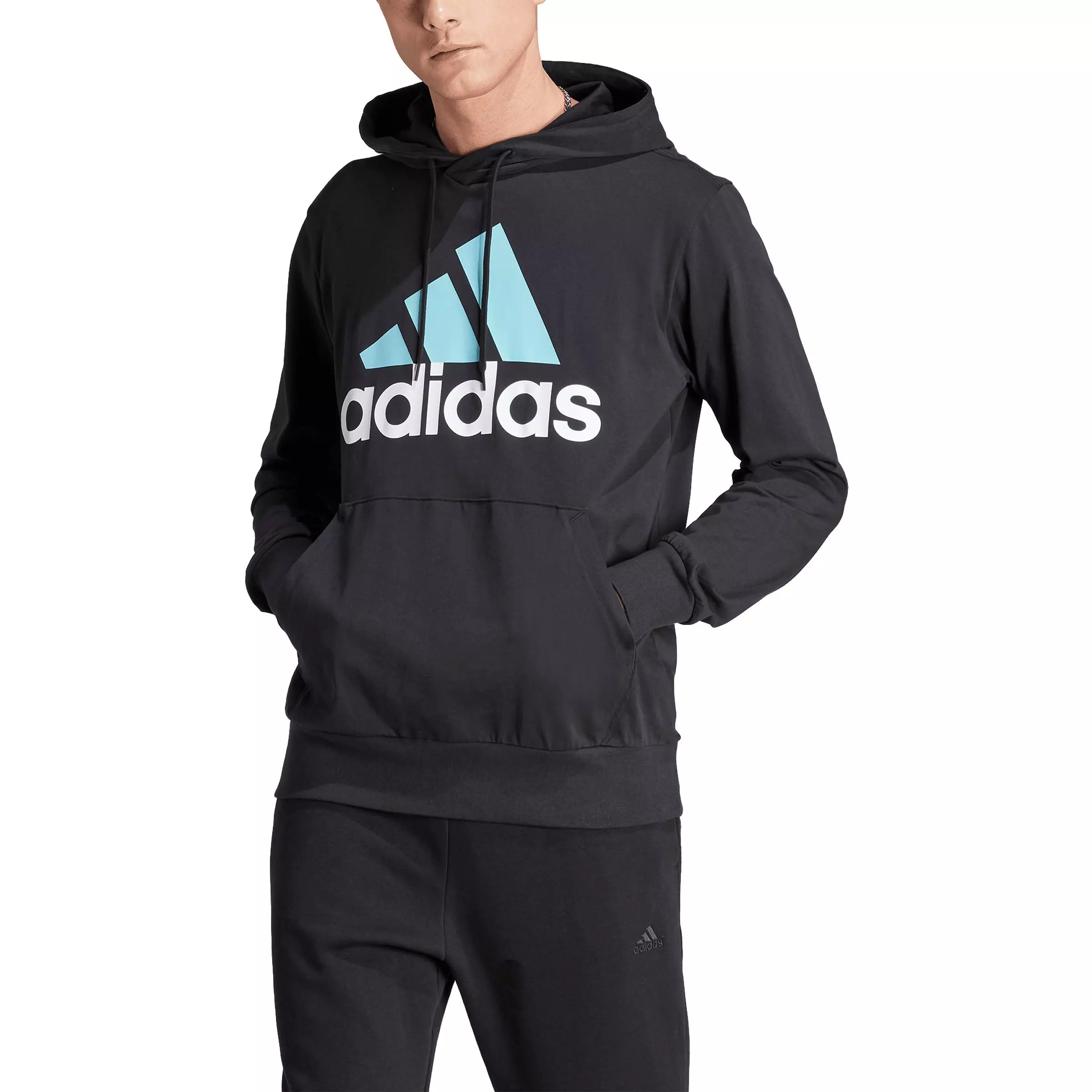 adidas Men s Essentials Logo Hoodie Black Blue